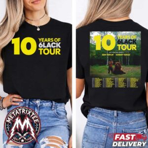 6LACK 10 Years of 6LACK Tour 2026 Poster Cities List With Eem Triplin Johnny Venus Two Sided Print Short T-Shirt