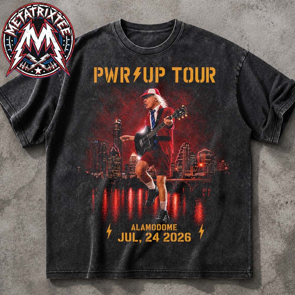 ACDC Alamodome PWR UP Tour 2026 In San Antonio Texas On July 24 2026 Black Washed T-Shirt ACDC Alamodome PWR UP Tour 2026 In San Antonio Texas On July 24 2026 Black Washed T-Shirt