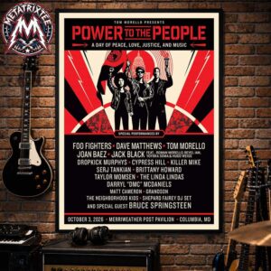 Columbia MD Power To The People 2026 By Tom Morello Poster Lineup For Merriweather Post Pavilion On October 3 2026 Gallery-Style Poster Canvas