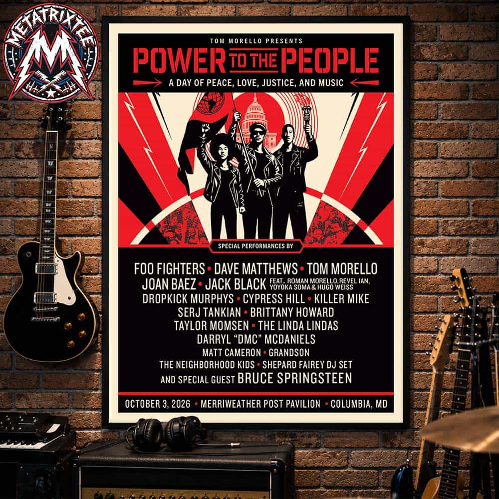Columbia MD Power To The People 2026 By Tom Morello Poster Lineup For Merriweather Post Pavilion On October 3 2026 Gallery-Style Poster Canvas Columbia MD Power To The People 2026 By Tom Morello Poster Lineup For Merriweather Post Pavilion On October 3 2026 Gallery-Style Poster Canvas