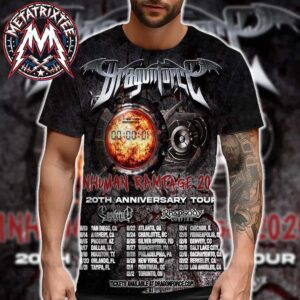 DragonForce Inhuman Rampage 2026 20th Anniversary Tour For North America Cities List November And December 2026 All Over Print Shirt