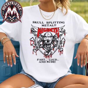 Europe 2026 Megadeth Skull Splitting Metal Tee Fast Loud And Rude White Short T-Shirt