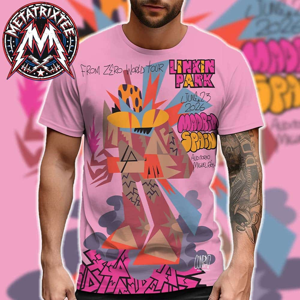 FZ 2026 Tour Madrid Poster Artist Conrad Florez Linkin Park Spain At Auditorio Miguel Rios On June 23rd 2026 All Over Print Shirt FZ 2026 Tour Madrid Poster Artist Conrad Florez Linkin Park Spain At Auditorio Miguel Rios On June 23rd 2026 All Over Print Shirt