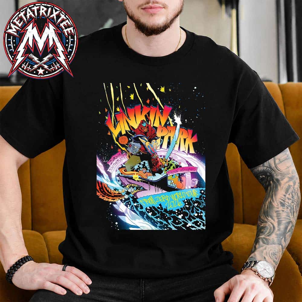 FZ 2026 Tour Zurich Poster Artist Jim Mahfood Linkin Park Switzerland At Stadion Letzigrund On June 30th 2026 T-Shirt FZ 2026 Tour Zurich Poster Artist Jim Mahfood Linkin Park Switzerland At Stadion Letzigrund On June 30th 2026 T-Shirt