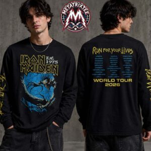 Fear of the Dark 2026 Tour Longsleeve Tee Iron Maiden 50th Anniversary World Tour 2026 Black Longsleeve T-Shirt