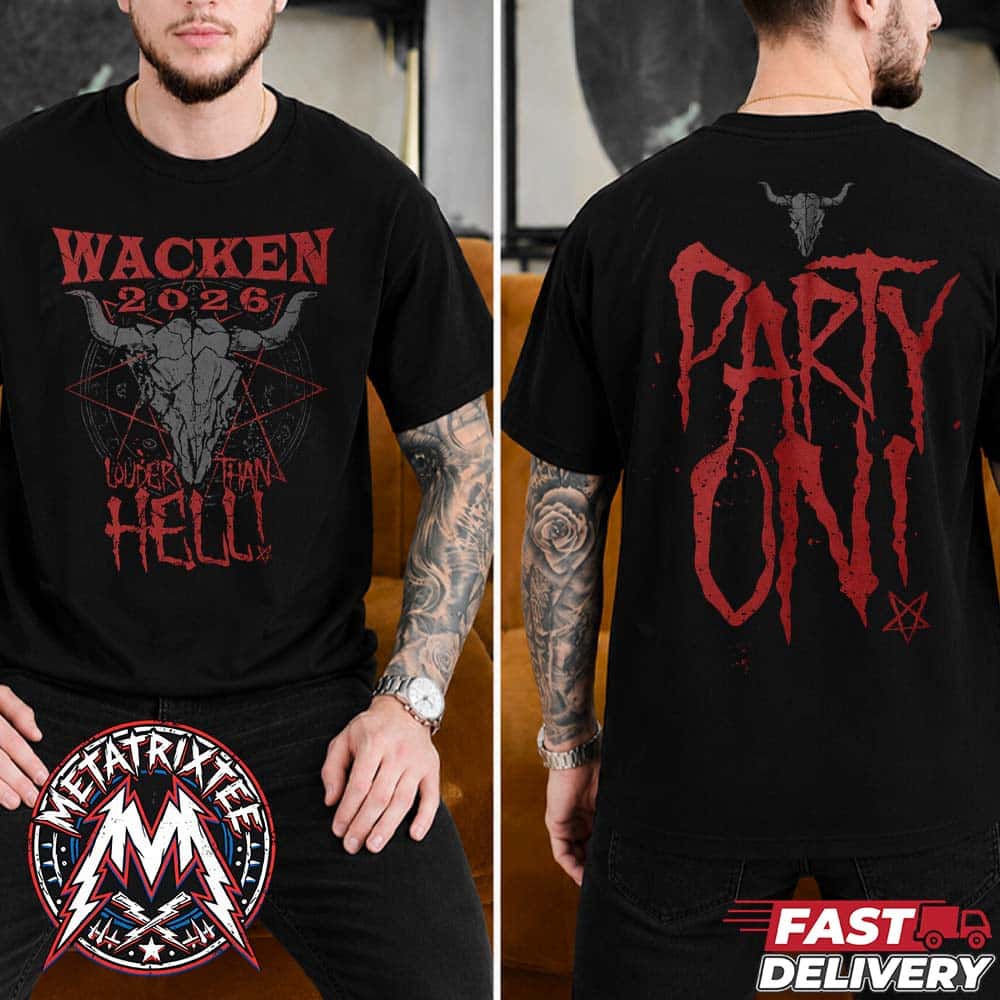 Hell Party 2026 Tee For Wacken Open Air 2026 Festival 35th Anniversary On July 29 To August 1 2026 Two Sided Black T-Shirt Hell Party 2026 Tee For Wacken Open Air 2026 Festival 35th Anniversary On July 29 To August 1 2026 Two Sided Black T-Shirt
