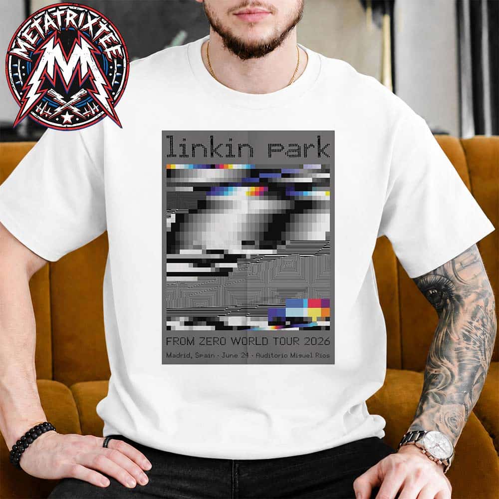 Linkin Park Madrid Spain FZ 2026 Tour Poster Artist Felipe Pantone On June 24th 2026 At Auditorio Miguel Rios Unisex T-Shirt Linkin Park Madrid Spain FZ 2026 Tour Poster Artist Felipe Pantone On June 24th 2026 At Auditorio Miguel Rios Unisex T-Shirt