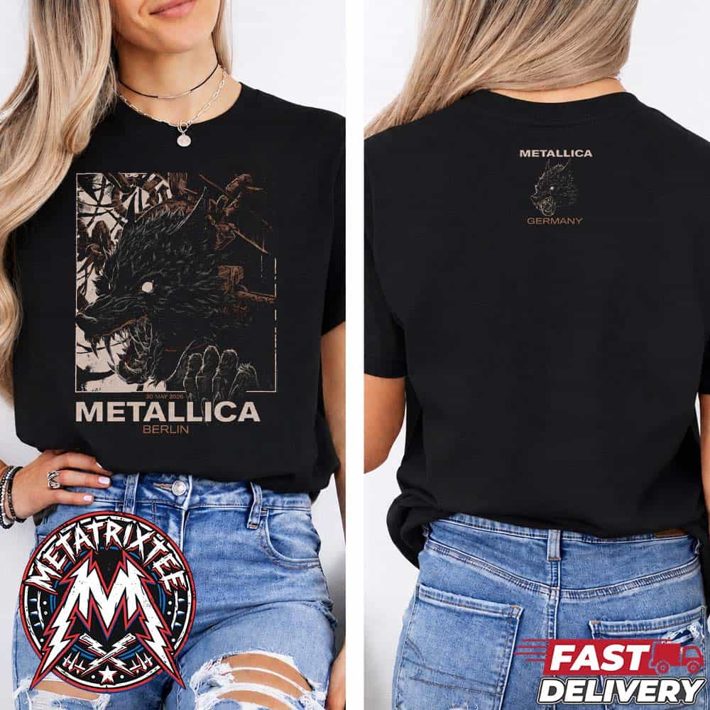 M72 Berlin Pop Up Poster Werewolf Tee By Collin Estrada Metallica On May 30 2026 At Olympiastadion In Germany Two Sided T-Shirt M72 Berlin Pop Up Poster Werewolf Tee By Collin Estrada Metallica On May 30 2026 At Olympiastadion In Germany Two Sided T-Shirt