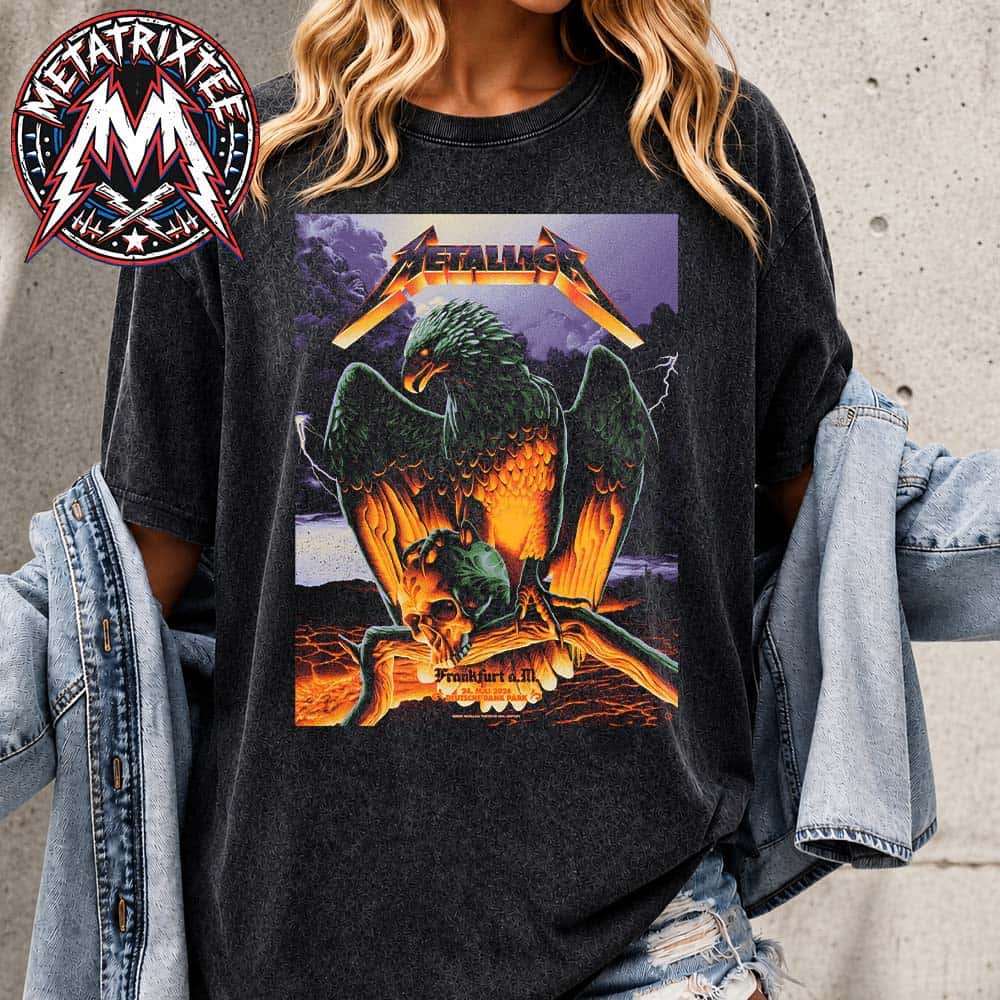 Max Loffler Poster Frankfurt Metallica Germany Night 2 On May 24th 2026 At Deutsche Bank Park M72 Frankfurt Black Washed T-Shirt Max Loffler Poster Frankfurt Metallica Germany Night 2 On May 24th 2026 At Deutsche Bank Park M72 Frankfurt Black Washed T-Shirt