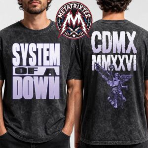 Mercadorama x System Of A Down 2026 Merch The Winged Victory CDMX MMXXVI Tee El Angel de la Independencia 2026 Black Washed T-Shirt