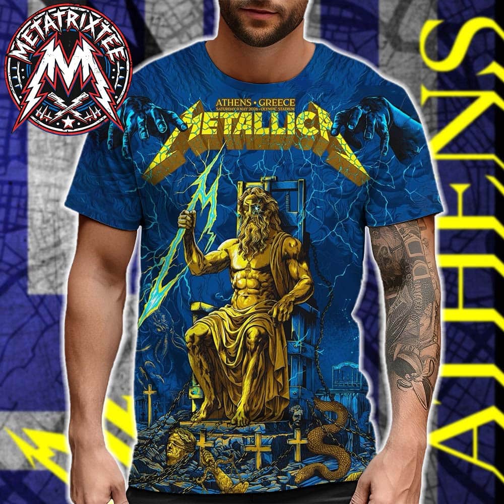 Metallica Athens Zeus Electric Chair Main Poster Event At Olympic Stadium M72 Athens Greece On Saturday May 9th 2026 All Over Print Shirt Metallica Athens Zeus Electric Chair Main Poster Event At Olympic Stadium M72 Athens Greece On Saturday May 9th 2026 All Over Print Shirt