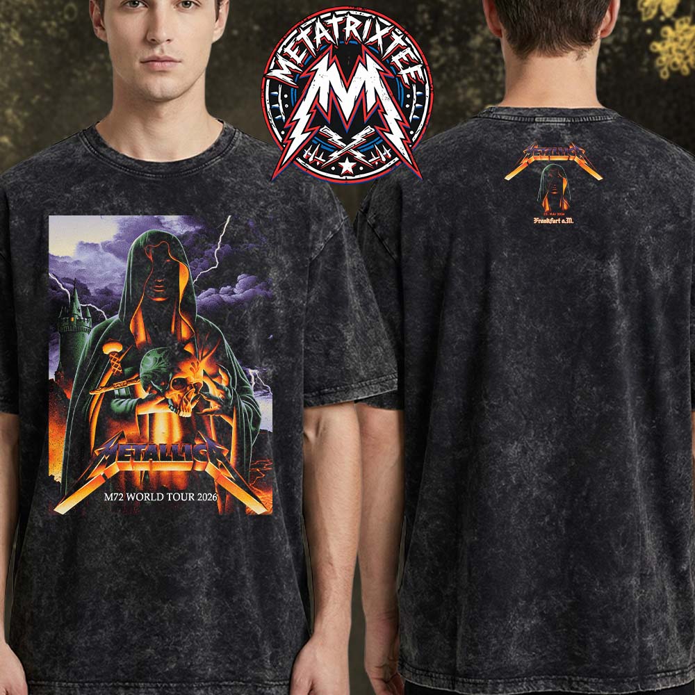 Night 1 Frankfurt Germany Metallica Merch Max Loffler Tee At Deutsche Bank Park M72 Frankfurt On May 22nd 2026 Black Washed T-Shirt Night 1 Frankfurt Germany Metallica Merch Max Loffler Tee At Deutsche Bank Park M72 Frankfurt On May 22nd 2026 Black Washed T-Shirt