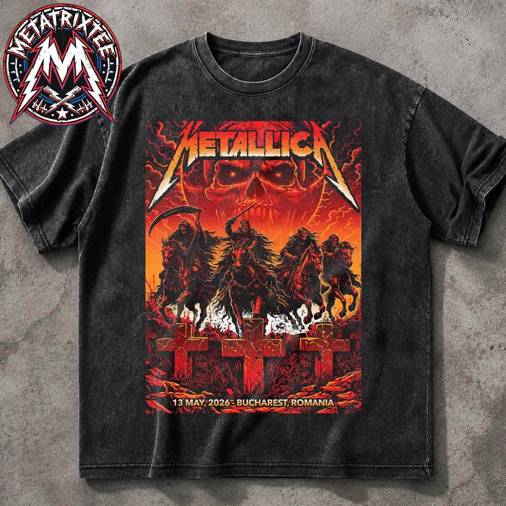 Pop-Up M72 Bucharest Concert Poster By Maxx242 Metallica On May 13th 2026 At Arena Nationala In Bucharest Romania Vintage Washed T-Shirt Pop-Up M72 Bucharest Concert Poster By Maxx242 Metallica On May 13th 2026 At Arena Nationala In Bucharest Romania Vintage Washed T-Shirt