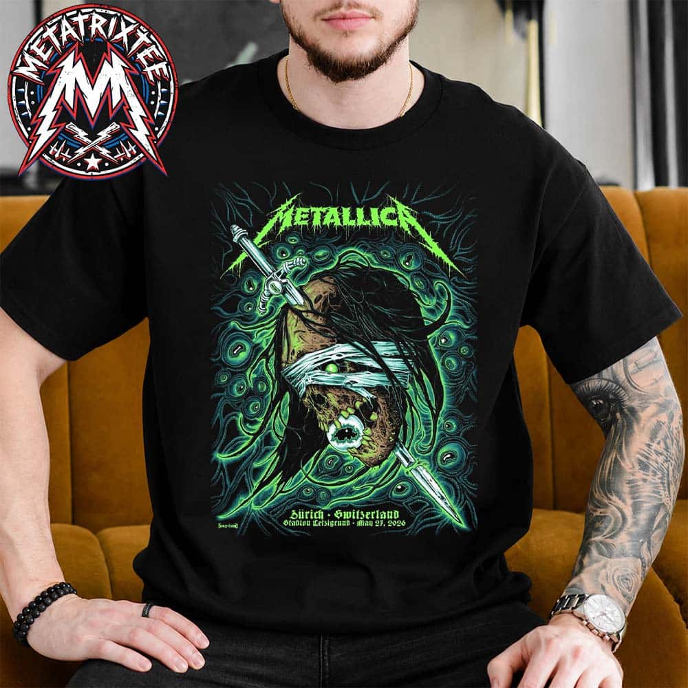 Pop-Up M72 Zurich Poster Art Mark Richards Metallica On May 27 2026 At Stadion Letzigrund In Zurich Switzerland Short T-Shirt Pop-Up M72 Zurich Poster Art Mark Richards Metallica On May 27 2026 At Stadion Letzigrund In Zurich Switzerland Short T-Shirt
