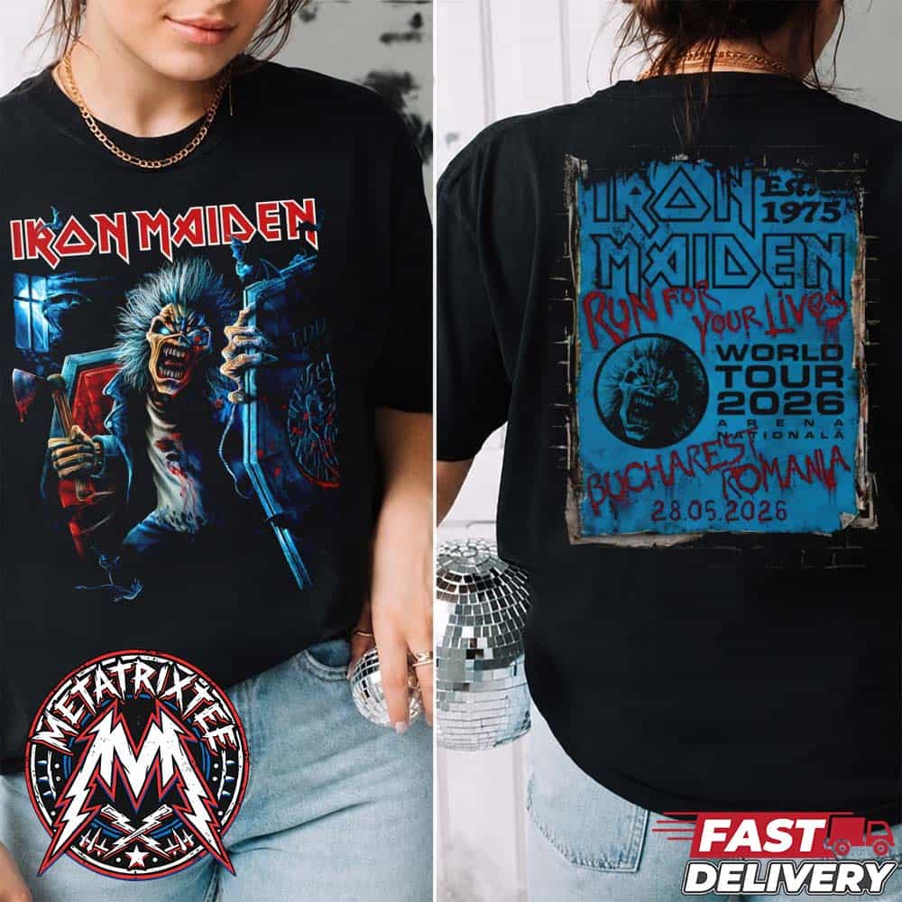 Run For Your Lives 2026 Tour Romania Tee Iron Maiden Bucharest At Arena Nationala On May 28 2026 Two Sided Short T-Shirt Run For Your Lives 2026 Tour Romania Tee Iron Maiden Bucharest At Arena Nationala On May 28 2026 Two Sided Short T-Shirt