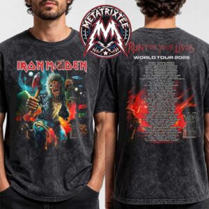 Run For Your Lives 2026 Tour Tee Cities List Iron Maiden World Tour 2026 Black Washed T-Shirt