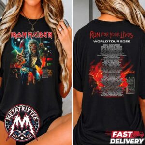 Run For Your Lives 2026 Tour Tee Cities List Iron Maiden World Tour 2026 Two Sided Women T-Shirt