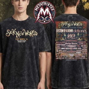 Sick New World Festival 2026 Texas Poster Lineup For Fort Worth On October 24 2026 At Texas Motor Speedway Black Washed T-Shirt