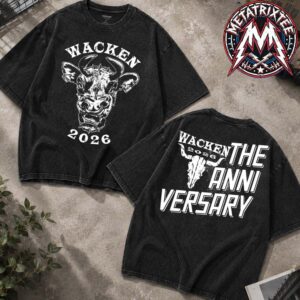 Wacken Open Air Festival 2026 Angry Cow Tee For 35th Anniversary On July 29 To August 1 2026 Black Washed T-Shirt