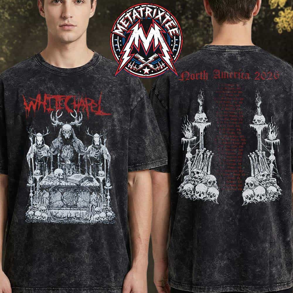 Whitechapel North America 2026 Tour Merch Dates List Tee Washed T-Shirt Whitechapel North America 2026 Tour Merch Dates List Tee Washed T-Shirt