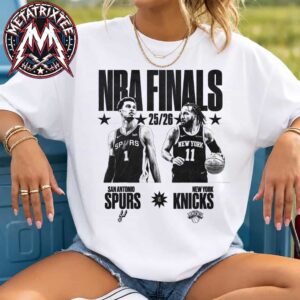 2026 NBA Finals Wemby Head To Head Brunson In Matchup San Antonio Spurs Vs New York Knicks White T-Shirt