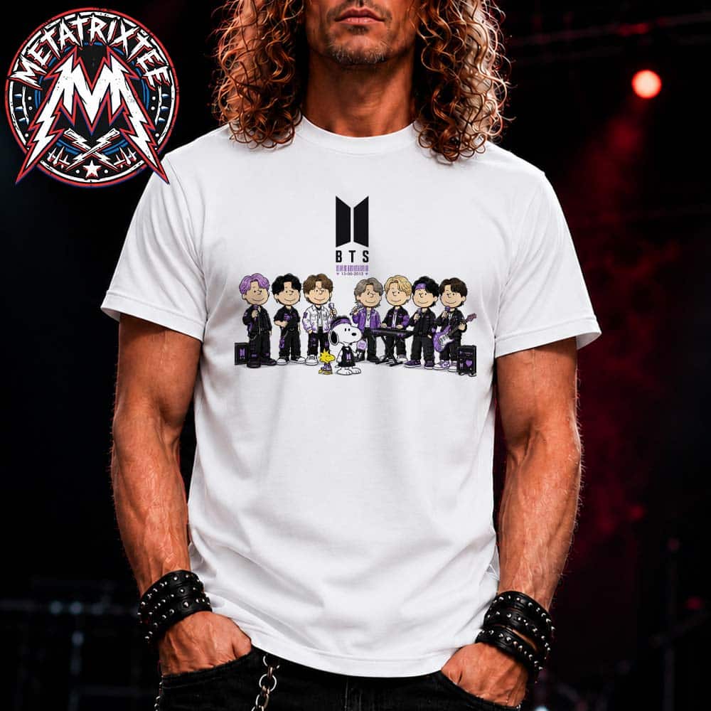 BTS × Snoopy Smooth Like Butter In The Comic Strip Seven Stars in Peanuts Style Unisex T-Shirt BTS × Snoopy Smooth Like Butter In The Comic Strip Seven Stars in Peanuts Style Unisex T-Shirt