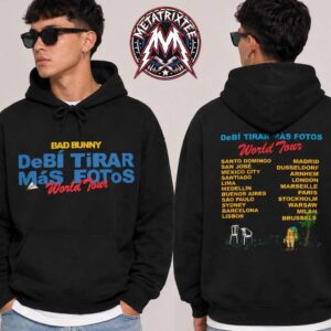 Bad Bunny Debi Tirar Mas Fotos Tour 2026 Merch World Tour Cities List Two Sided Black Hoodie T Shirt
