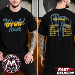 Bad Bunny World Tour Chairs Black Tee For Debi Tirar Mas Fotos World Tour 2026 Two Sided Print T-Shirt