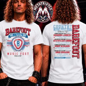 Barefoot Country Music Fest 2026 BCMF26 Athletic Logo Tee For Wildwood NJ On June 18-21 White T-Shirt