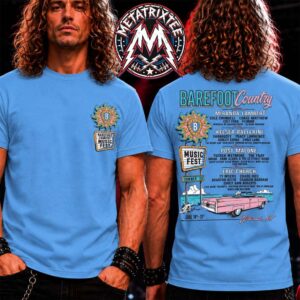 Barefoot Country Music Fest 2026 BCMF26 Pink Cadillac Tee For Wildwood NJ On June 18-21 Two Sided Blue T-Shirt