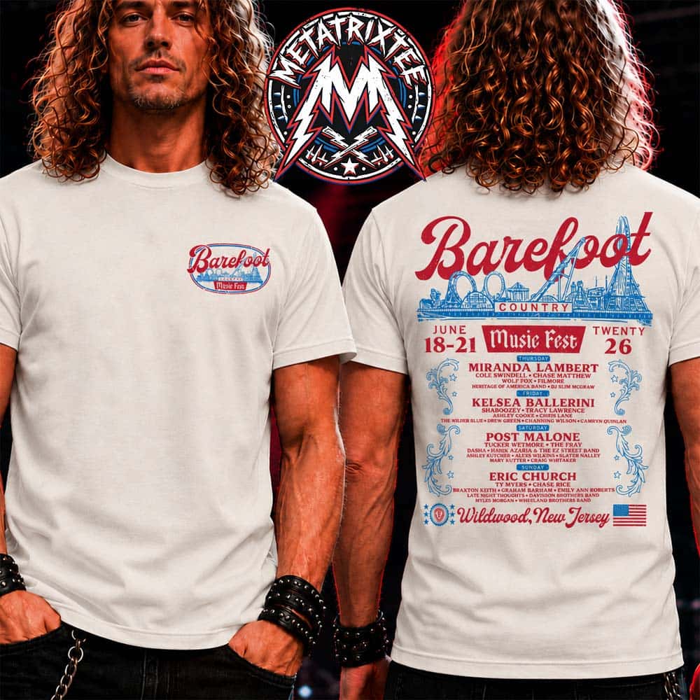 Barefoot Country Music Fest 2026 BCMF26 Vintage Tee For Wildwood NJ On June 18-21 Two Sided Short T-Shirt Barefoot Country Music Fest 2026 BCMF26 Vintage Tee For Wildwood NJ On June 18-21 Two Sided Short T-Shirt