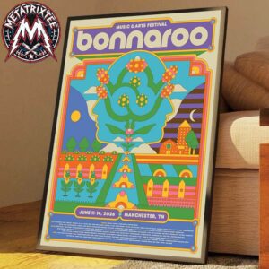 Bonnaroo Music and Arts Festival 2026 Poster By Ryan Miller Lineup For Manchester TN On June 11-14 2026 Premium Poster Canvas