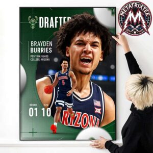 Brayden Burries Welcome To The Milwaukee Bucks With Round 1 Pick 10 In 2026 NBA Draft Poster Canvas