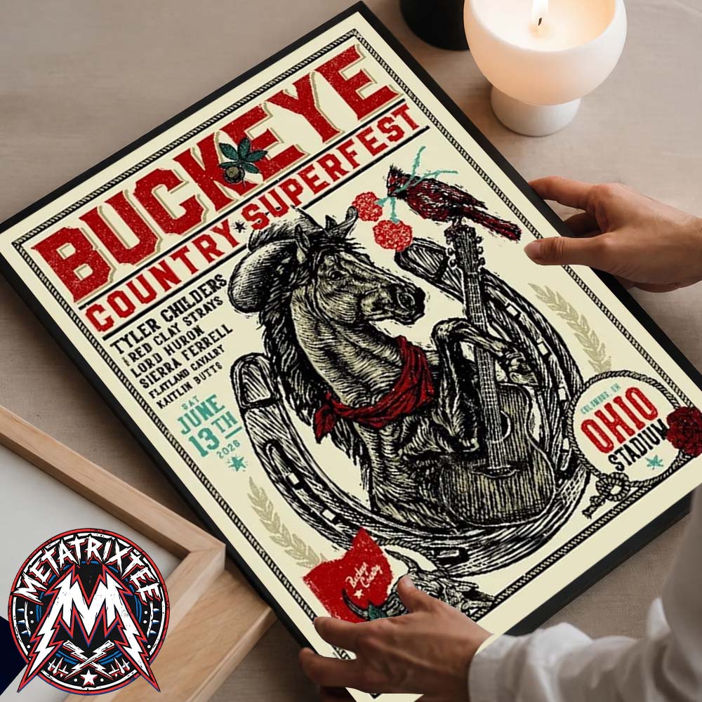 Buckeye Country Superfest 2026 Art Garrett Morlan Poster For June 13 2026 At The Iconic Ohio Stadium In Columbus Ohio Poster Canvas Buckeye Country Superfest 2026 Art Garrett Morlan Poster For June 13 2026 At The Iconic Ohio Stadium In Columbus Ohio Poster Canvas