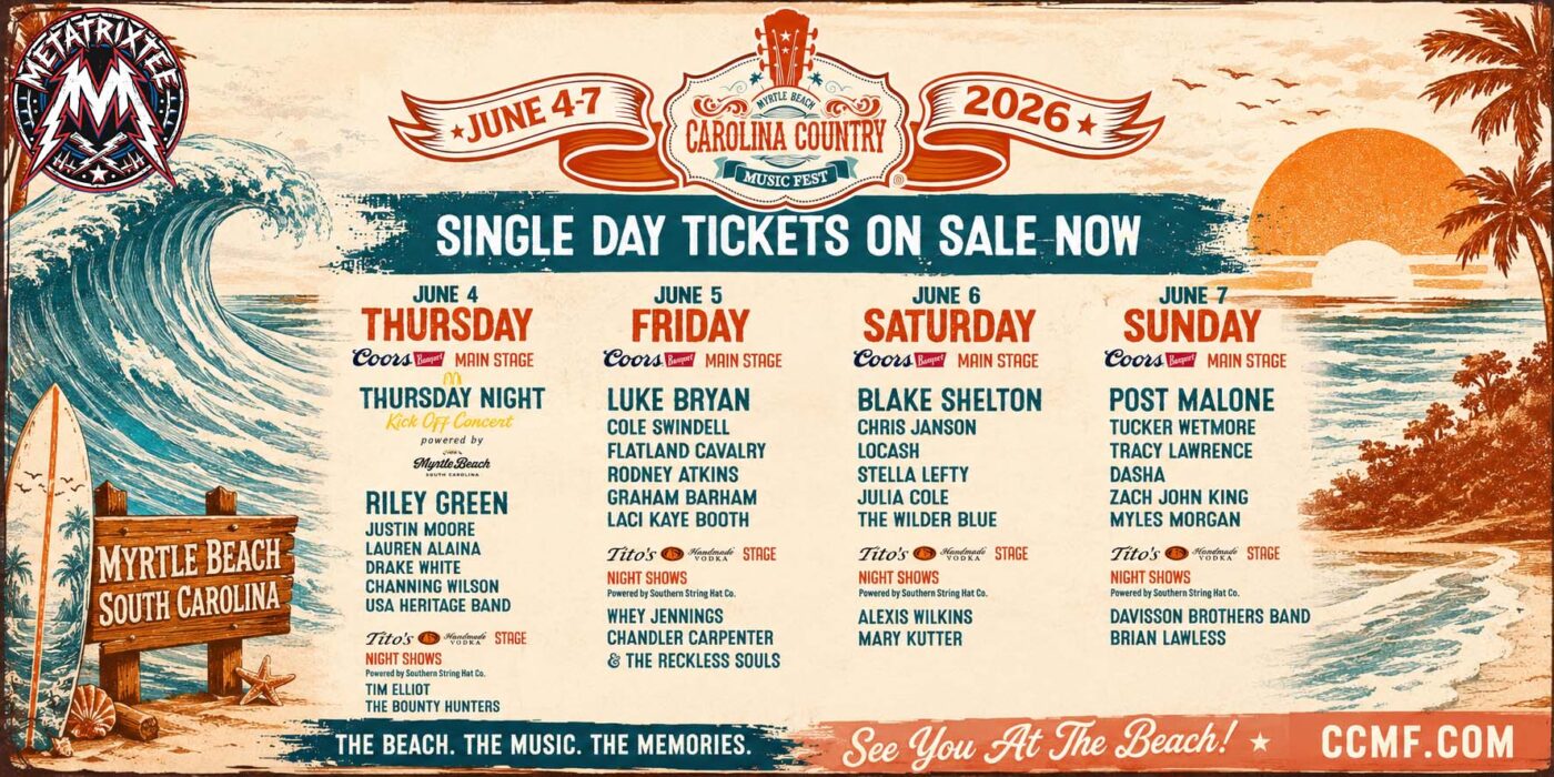 CCMF26 Carolina Country Music Fest 2026 For June 4–7, 2026 In Myrtle Beach SC