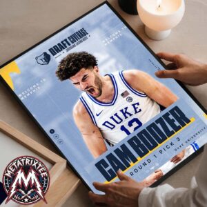 Cameron Boozer Welcome To The Memphis Grizzlies With Round 1 Pick 3 In 2026 NBA Draft Premium Poster Canvas