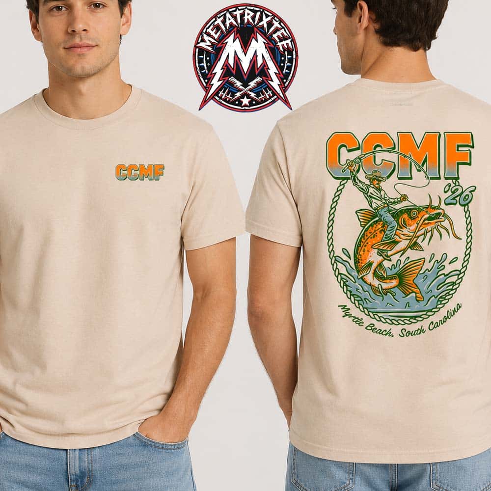 Catfish Cowboy Tee CCMF26 Carolina Country Music Fest 2026 For June 4–7 2026 In Myrtle Beach SC Sand T-Shirt Catfish Cowboy Tee CCMF26 Carolina Country Music Fest 2026 For June 4–7 2026 In Myrtle Beach SC Sand T-Shirt