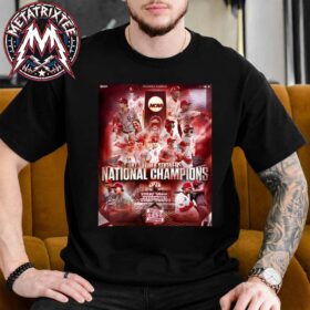A man wearing a black oklahoma sooners 2026 champions t-shirt with a red national champions graphic graphic.