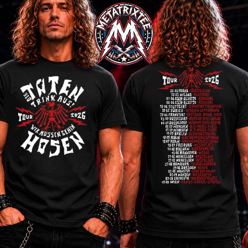Die Toten Hosen Band Merch Tee Trink Aus Wir Mussen Gehen Tour 2026 Cities List For May 26 To September 12 Black Short T-Shirt Die Toten Hosen Band Merch Tee Trink Aus Wir Mussen Gehen Tour 2026 Cities List For May 26 To September 12 Black Short T-Shirt