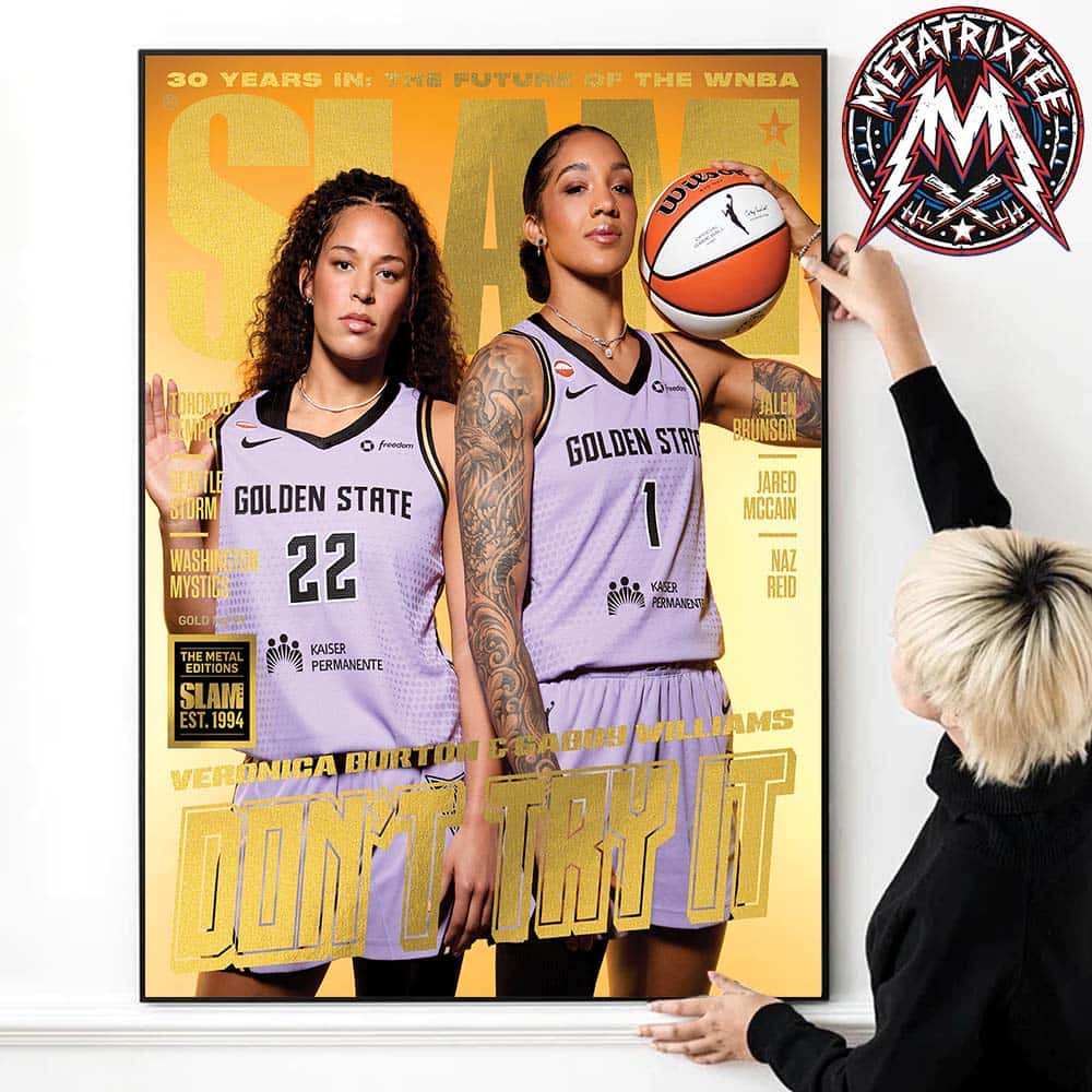 Don’t Try It SLAM 262 Cover Veronica Burton And Gabby Williams From Team Golden State Valkyries Magazine Gold Metal Edition Poster Canvas Don’t Try It SLAM 262 Cover Veronica Burton And Gabby Williams From Team Golden State Valkyries Magazine Gold Metal Edition Poster Canvas