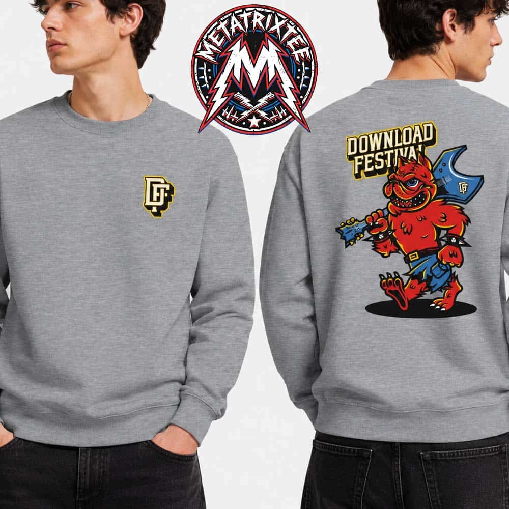 Download Festival XXIII 2026 Merch Hellhound Mascot Heather Tee Donington Park UK On 10th-14th June 2026 Grey Sweatshirt T-Shirt Download Festival XXIII 2026 Merch Hellhound Mascot Heather Tee Donington Park UK On 10th-14th June 2026 Grey Sweatshirt T-Shirt