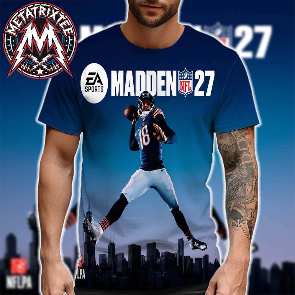 EA Sporrts Madden NFL 27 Caleb Williams Strikes Jump-Throw Pose Cover Athlete All Over Print Shirt EA Sporrts Madden NFL 27 Caleb Williams Strikes Jump-Throw Pose Cover Athlete All Over Print Shirt