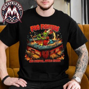 Foo Fighters Liverpool Merch Tee For June 25 2026 At Anfield Stadium In UK Take Cover Tour 2026 Black Short T-Shirt