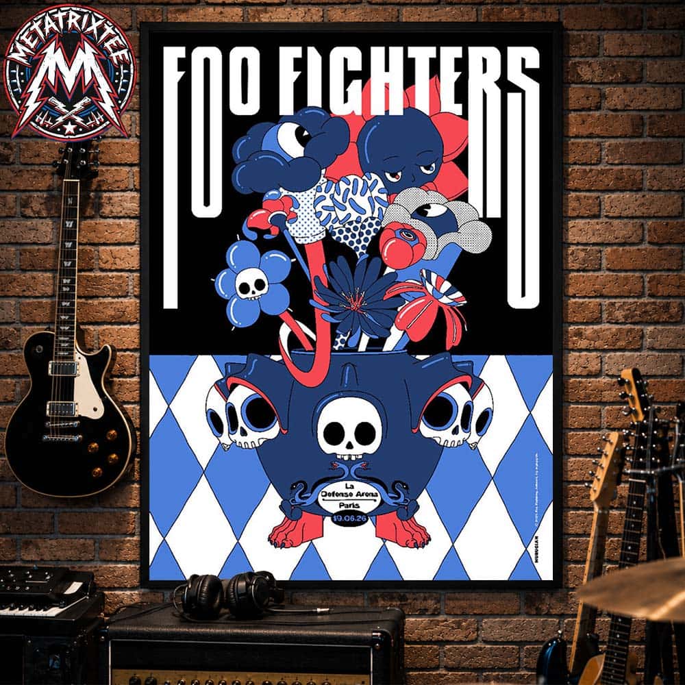 Foo Fighters Paris French Poster For Take Cover Tour 2026 At Paris La Defense Aren On June 19 2026 Poster Canvas Foo Fighters Paris French Poster For Take Cover Tour 2026 At Paris La Defense Aren On June 19 2026 Poster Canvas