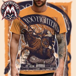 Foo Fighters Take Cover Tour 2026 In Stockholm Sweden At The Strawberry Arena On June 12 Art By Kasia Jasmina All Over Print Shirt