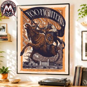 Foo Fighters Take Cover Tour 2026 In Stockholm Sweden At The Strawberry Arena On June 12 Art By Kasia Jasmina Poster Canvas