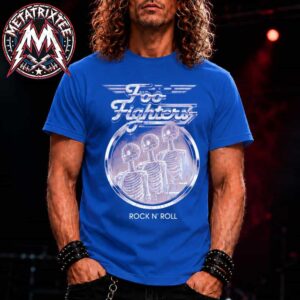 Foo Fighters Tour 2026 Merch Retro Skeleton Lineup Tee Blue T-Shirt