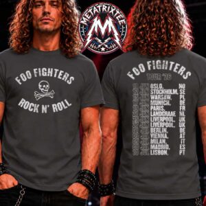 Foo Fighters Tour 2026 Merch Rock N Roll Black Itin Tour 2026 Tee For UK And EU Two Sided Charcoal T-Shirt