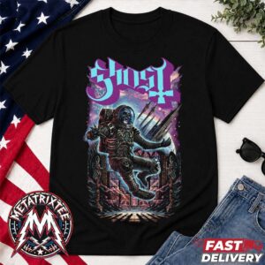 Ghost Band Necronaut V Tee Space Astronaut Skeleton Art Short Black T-Shirt