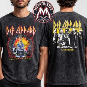 Glasgow UK Def Leppard Live 2026 Merch Tee For June 28 2026 At OVO Hydro Black Washed T-Shirt